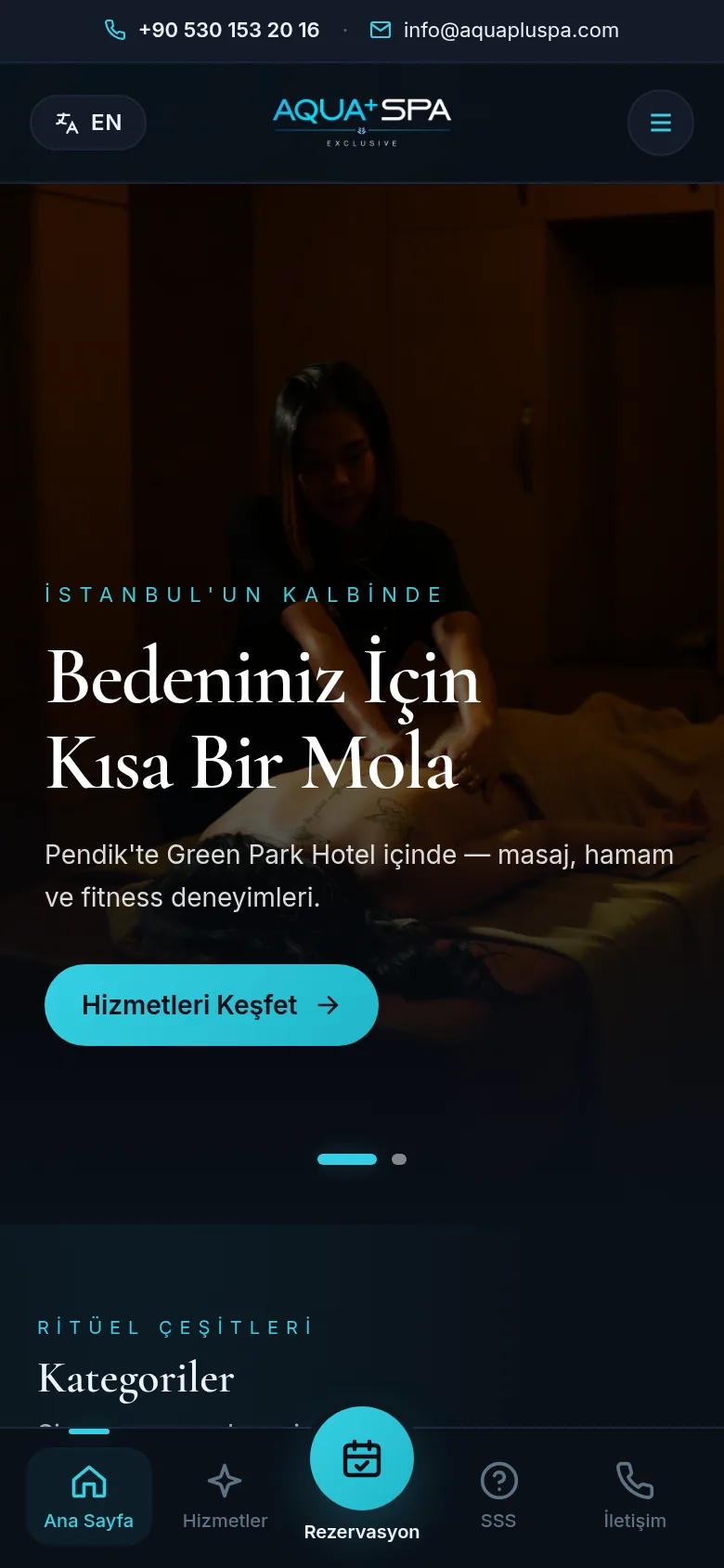 Aqua Plus Spa & Exclusive QR menü ekranı