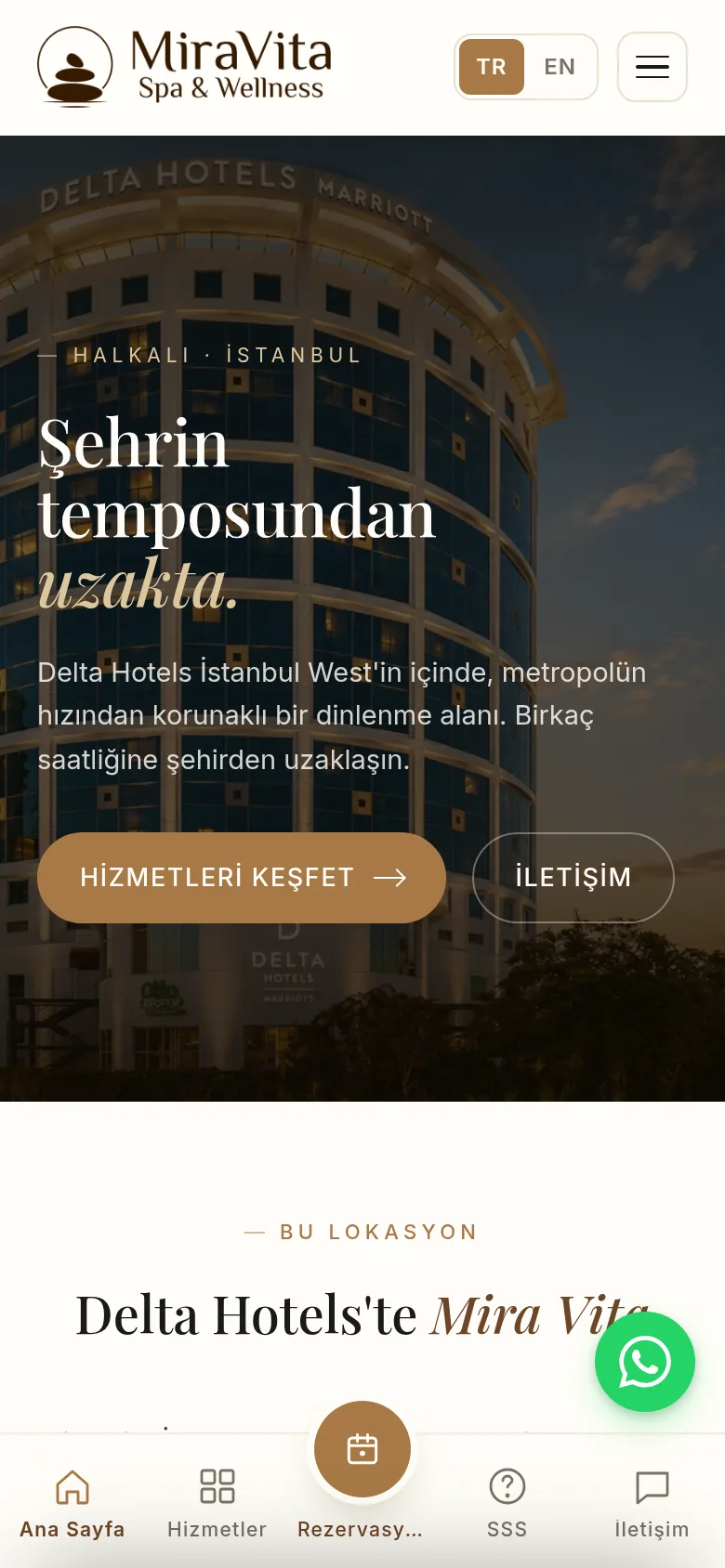 Mira Vita Spa & Wellness QR menü ekranı