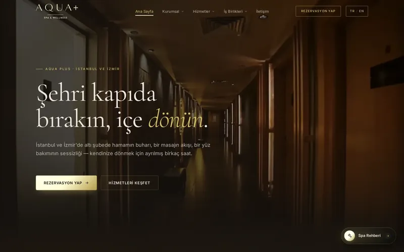 Aqua Plus Spa Exclusive web sitesi ana sayfası